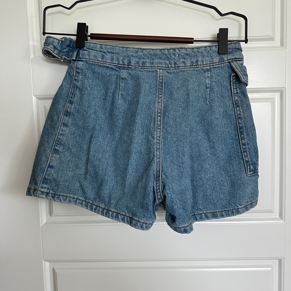 Zara Blue Denim Shorts High-Waisted Casual - Picture 2 of 3